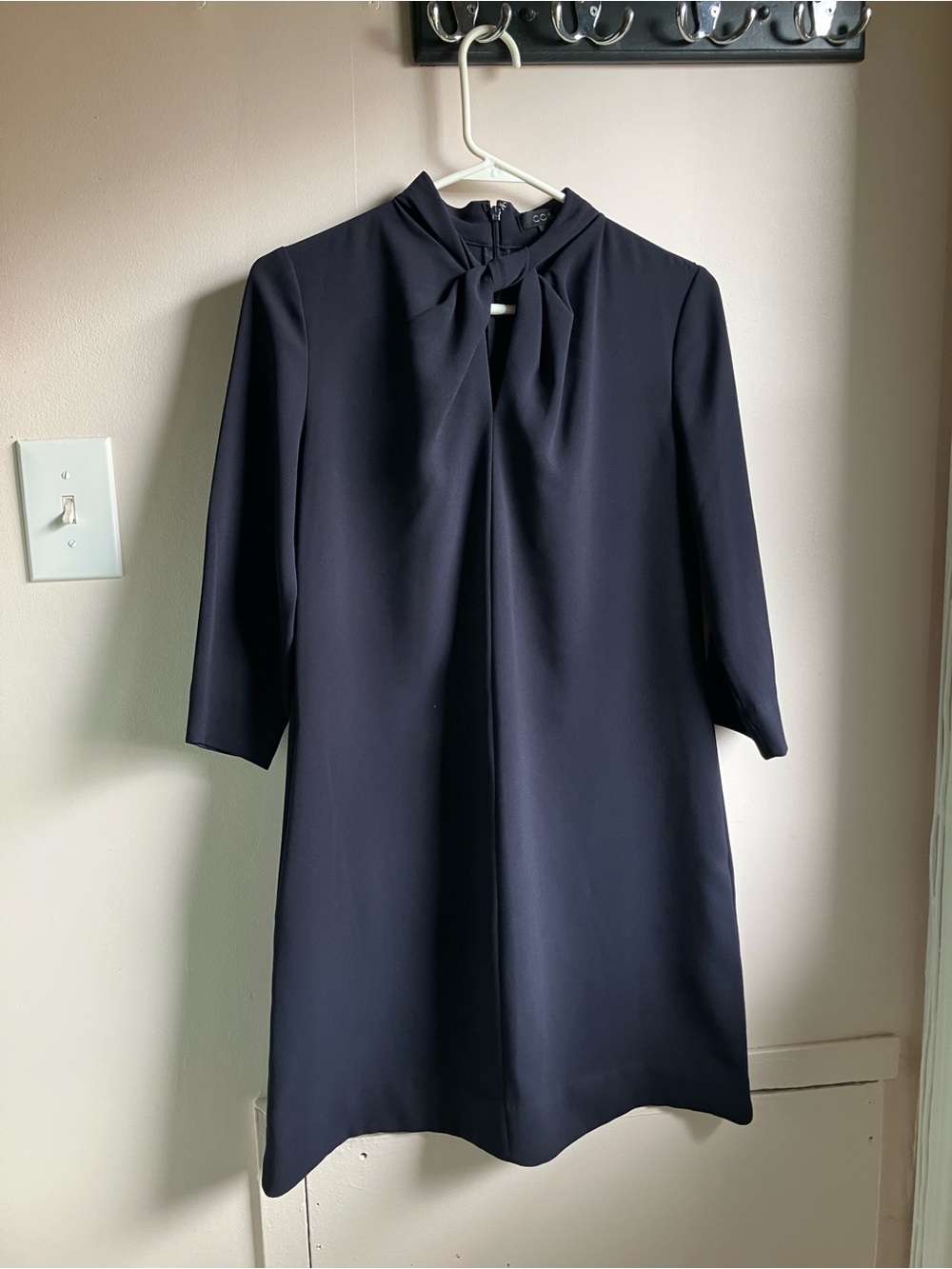 COS - Women's Navy Bow-Accent Shift Dress